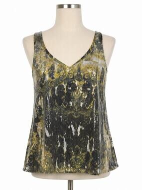 Jack by BB Dakota Women’s L Sequin Tank Top Abstract Print Sleeveless V Neck